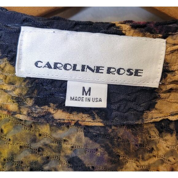 Caroline Rose Womens Multicolor Printed Textured Open Cardigan Size Medium Boho - Picture 9 of 10